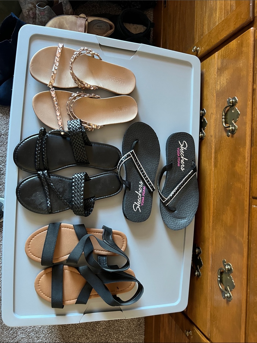 Skechers Black and Rose Gold Women’s Mixed Sandal Bundle